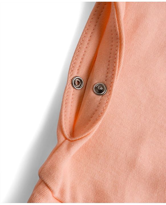 Babyhug 100% Cotton Interlock Knit Full Sleeves Solid Colour Romper - Orange