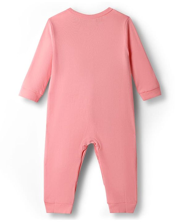Babyhug 100% Cotton Knit Full Sleeves Solid Color Romper - Pink