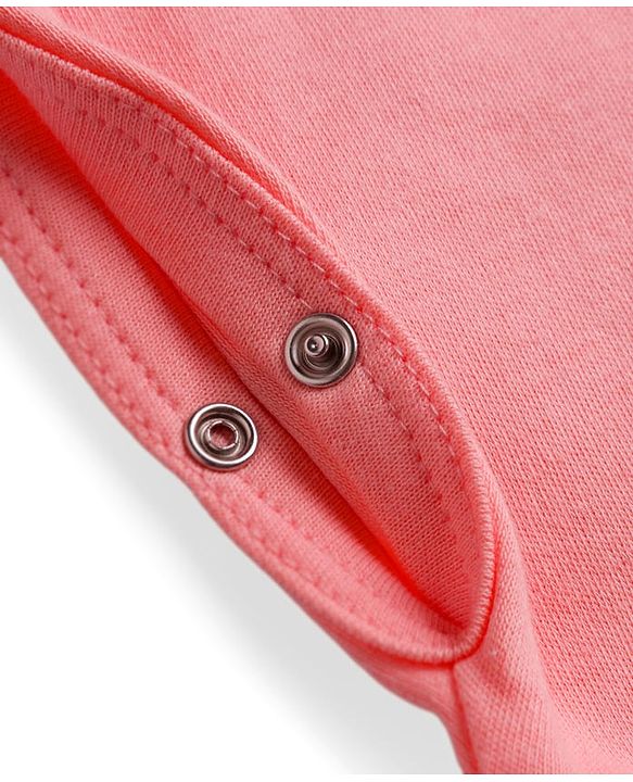Babyhug 100% Cotton Knit Full Sleeves Solid Color Romper - Pink