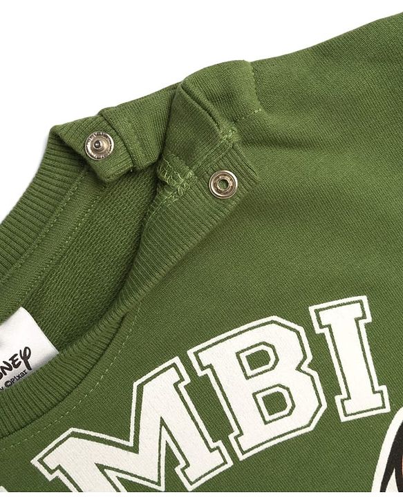 Babyhug Disney Terry Knit Drop Shoulder Full Sleeves Sweatshirt With Bambi Graphics - Green