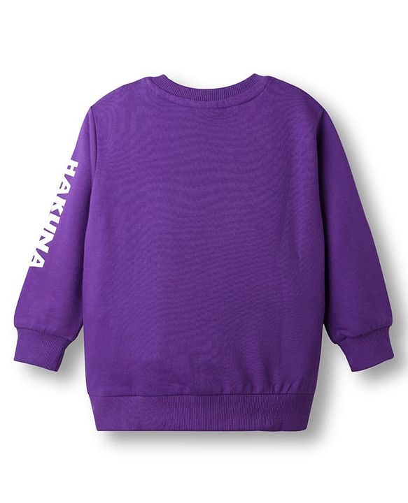 Babyhug Disney Terry Knit Full Sleeves Sweatshirt With Lion King Graphics - Lavender