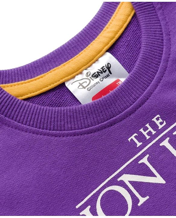 Babyhug Disney Terry Knit Full Sleeves Sweatshirt With Lion King Graphics - Lavender