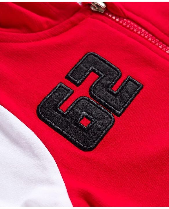 Babyhug Marvel Terry Knit Full Sleeves Hooded Sweatjacket with Spider-Man Graphics and Badge Detailing - Red & White