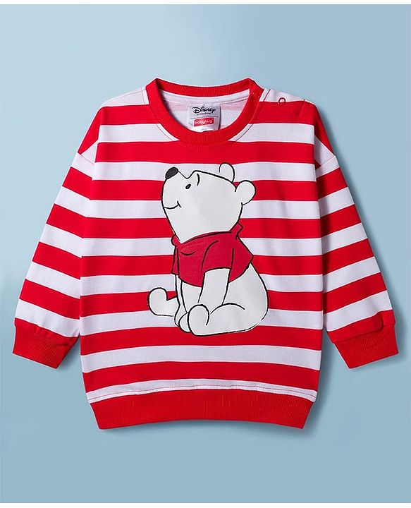 Babyhug Disney Terry Knit Full Sleeves Sweatshirts With Winnie The Pooh Graphics Pack of 2 - Red & White