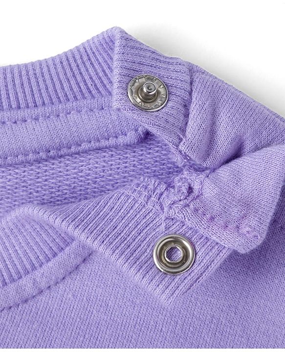 Babyhug Disney Terry Knit Full Sleeves Sweatshirt with Minnie Mouse Graphic & Bow Applique - Lavender