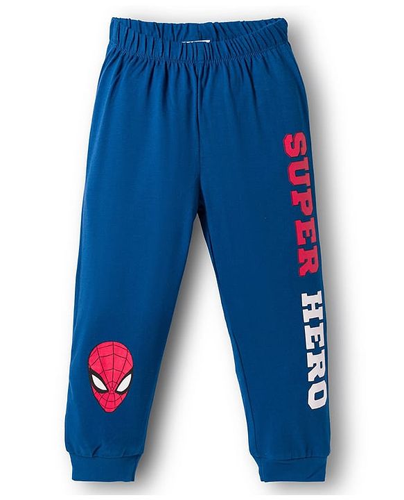 Babyhug Marvel Single Jersey Knit Full Raglan Sleeves Night Suit With Spider Man Graphics - Red & Blue