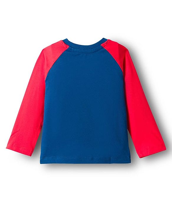 Babyhug Marvel Single Jersey Knit Full Raglan Sleeves Night Suit With Spider Man Graphics - Red & Blue