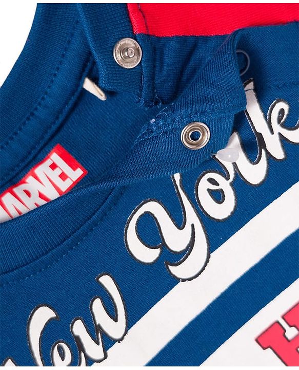 Babyhug Marvel Single Jersey Knit Full Raglan Sleeves Night Suit With Spider Man Graphics - Red & Blue