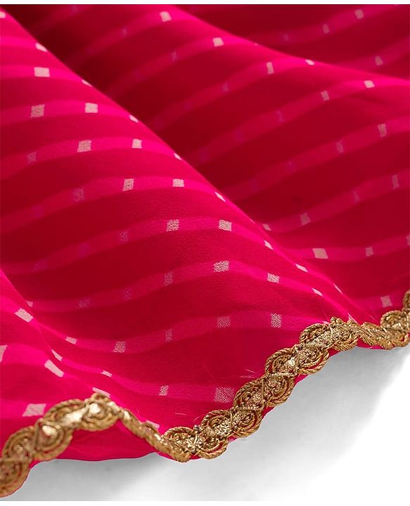 Babyhug Georgette Woven Three Fourth Sleeves Kurta Gharara & Dupatta Set With Sequin Detailing - Fuschia