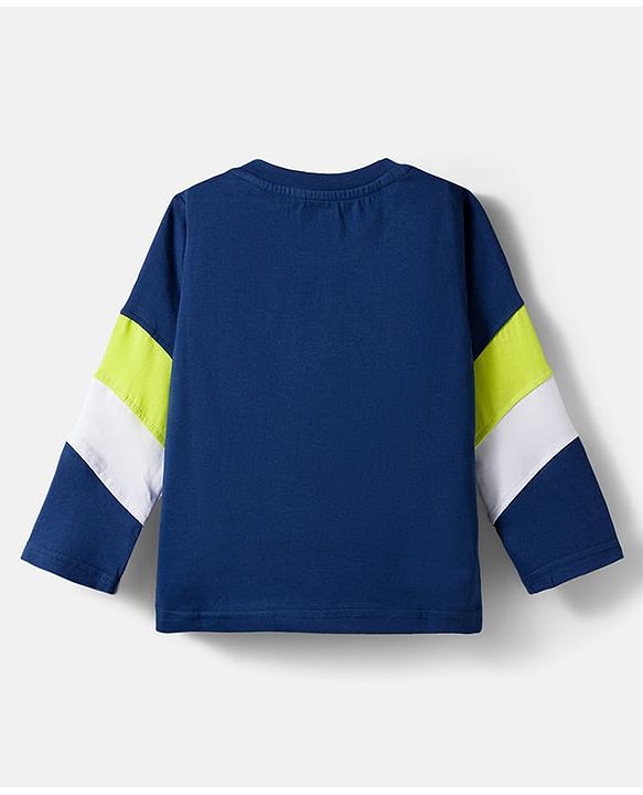 Babyhug 100% Cotton Knit Full Sleeves T-Shirt with Awesome Text Print - Navy Blue