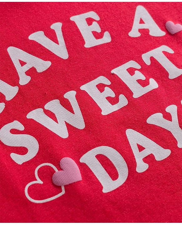 Babyhug 100% Cotton Knit Full Sleeves T-Shirts with Text Apple & Heart Print Pack of 3 - White Pink & Red