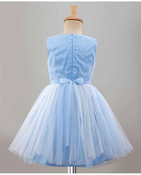 Pine Kids Woven Sleeveless Party Dress With Butterfly Applique & Sequin Detailing - Blue