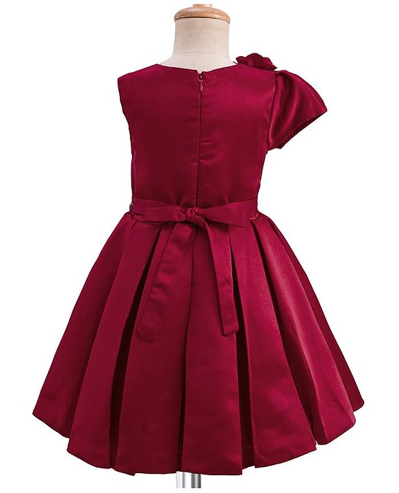 Pine Kids Woven Sleeveless Party Dress With Sequin Detailing & Floral Applique - Red