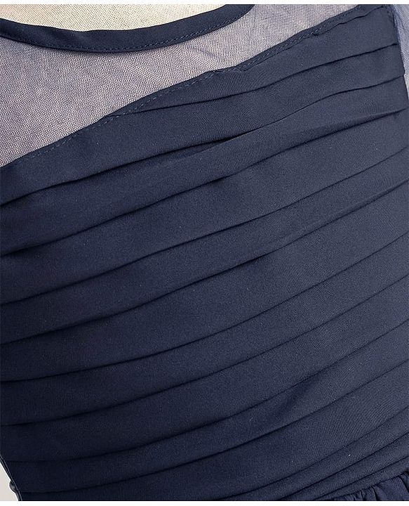 Pine Kids Woven Half Sleeves Solid Colour Frock  - Navy Blue