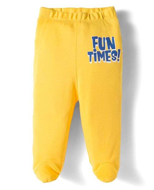 Babyhug Cotton Knit Striped & Animal Printed Bootie Leggings Pack of 3 - Yellow & Blue