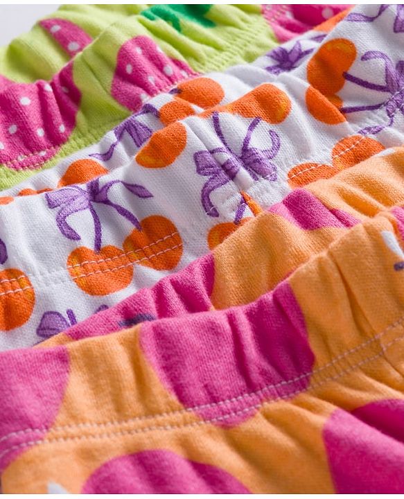 Babyhug Cotton Knit Footed Bootie Leggings with Fruits Print Pack of 3 - Light Green White & Orange