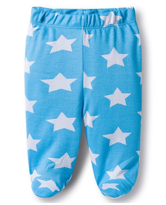 Babyhug Cotton Knit Bootie Leggings with Stripes & Star Print Pack of 3 - Red Light Blue & Yellow