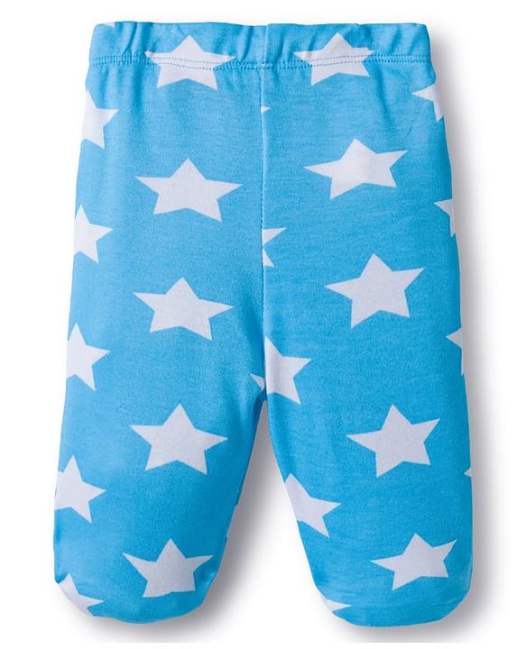 Babyhug Cotton Knit Bootie Leggings with Stripes & Star Print Pack of 3 - Red Light Blue & Yellow