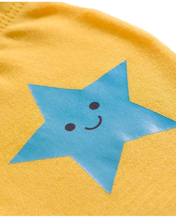 Babyhug Cotton Knit Bootie Leggings with Stripes & Star Print Pack of 3 - Red Light Blue & Yellow