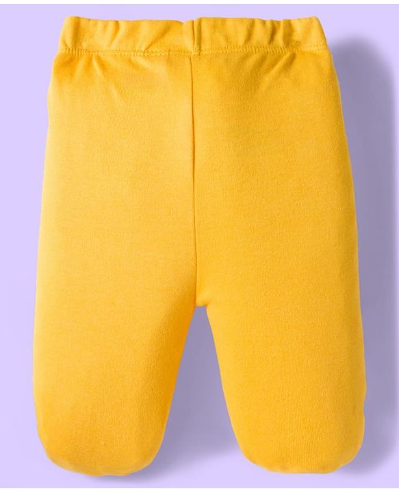 Babyhug Cotton Knit Striped & Sea Animals Printed Bootie Leggings Pack of 3 - Yellow Light Blue & White
