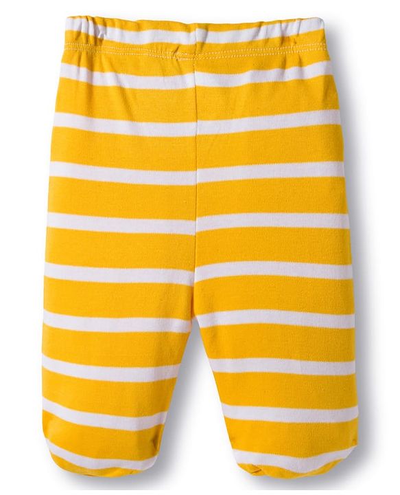 Babyhug Cotton Knit Bootie Leggings with Stripes & Fruits Print Pack of 3 - Red White & Yellow