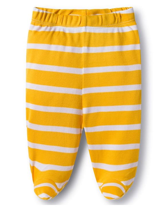 Babyhug Cotton Knit Bootie Leggings with Stripes & Fruits Print Pack of 3 - Red White & Yellow