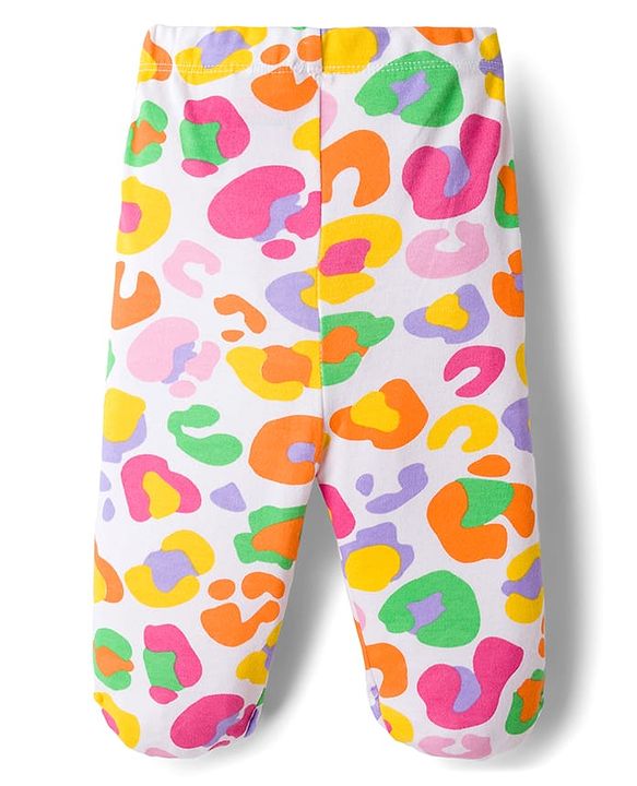Babyhug Cotton Knit Footed Bootie Leggings with Heart & Polka Dot Print Pack of 3 - Orange Dark Pink & White