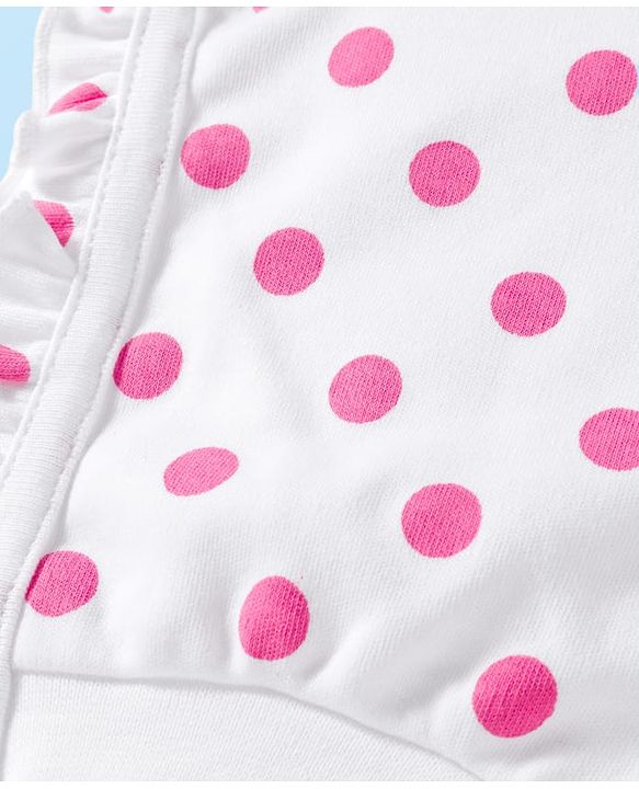 Babyhug 100% Cotton Knit Polka Dot & Heart Printed Bonnet Cap Pack of 2 Lilac & White - Diameter 16 cm