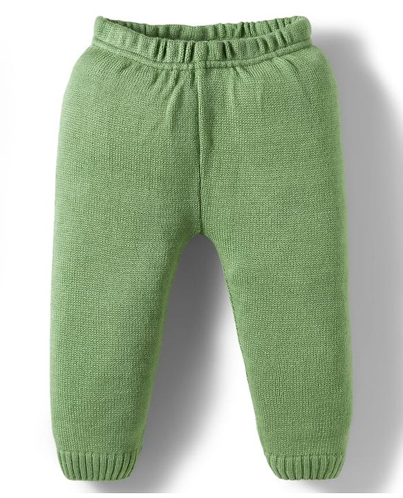 Babyhug Knitted Full Sleeves Sweater Set With Teddy Bear Design - Green