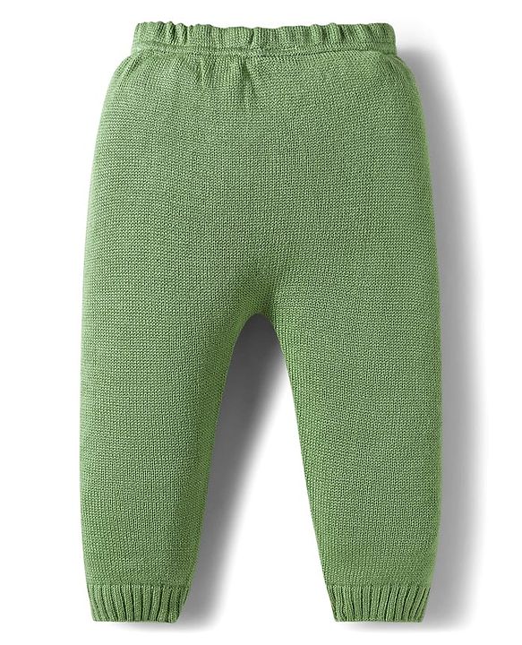 Babyhug Knitted Full Sleeves Sweater Set With Teddy Bear Design - Green