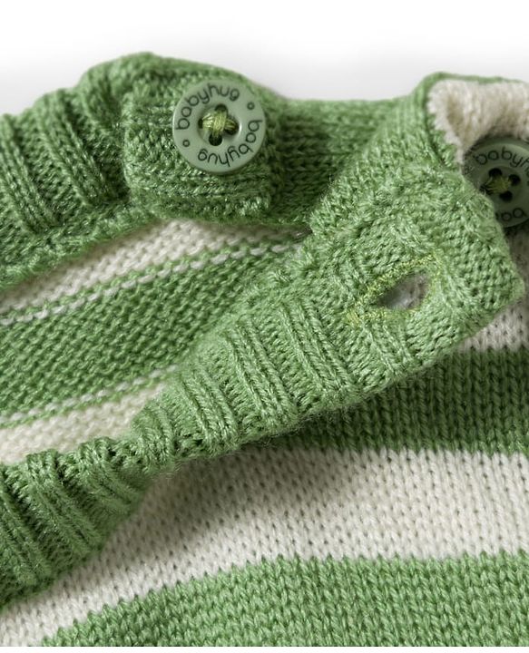Babyhug Knitted Full Sleeves Sweater Set With Teddy Bear Design - Green