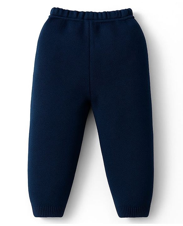 Babyhug Knit Full Sleeves Pullover Sweater Set - Navy Blue