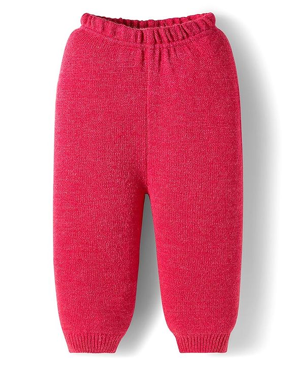 Babyhug Knit Full Sleeves Christmas Theme Printed Sweater Set - Dark Pink