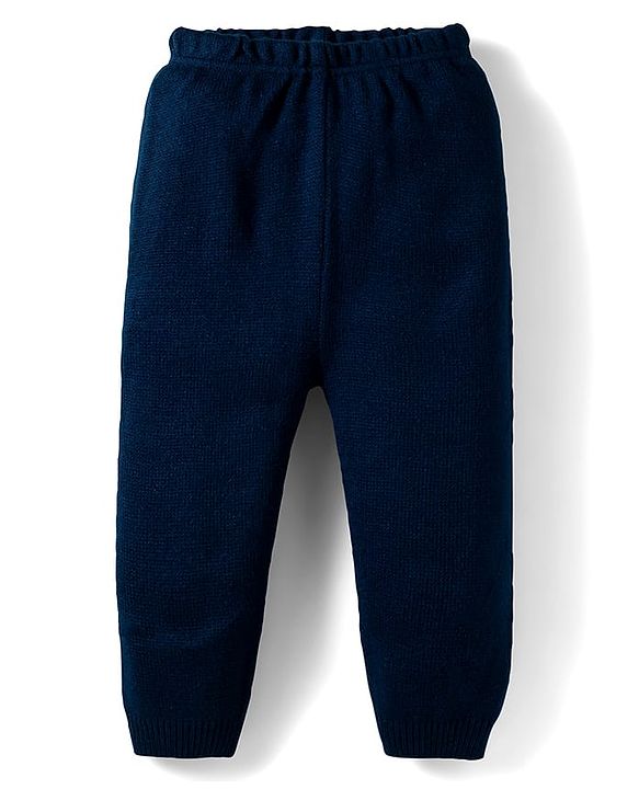Babyhug Knit Full Sleeves Pullover Sweater Set with Aztec Design - Navy Blue