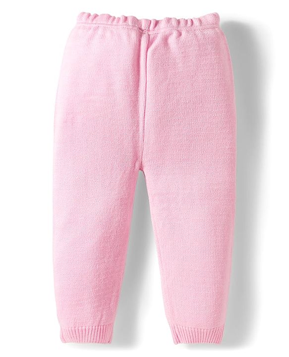 Babyhug Cotton Knit Full Sleeves Front Open Sweater Set - Pink