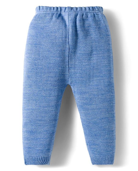 Babyhug Cotton Knit Full Sleeves Front Open Sweater Set - Blue