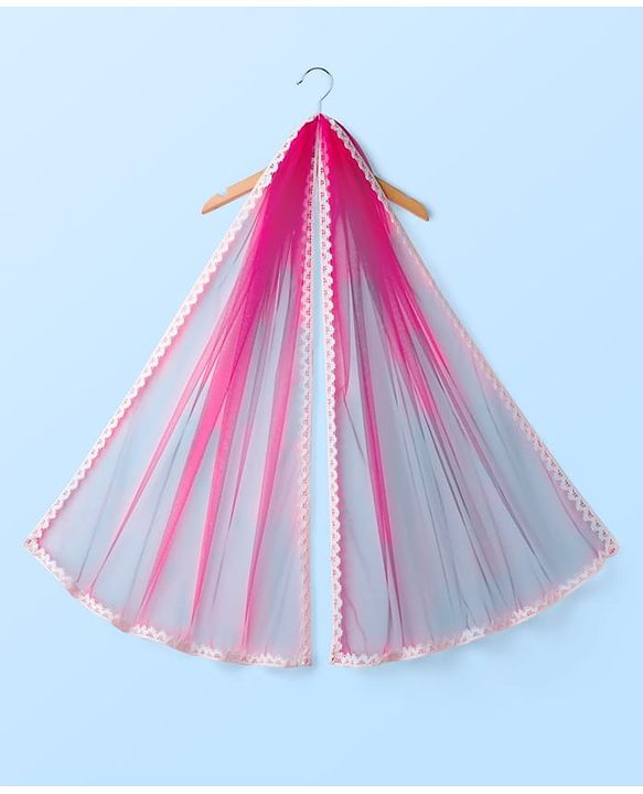 Pine Kids Woven Half Sleeves Floral Printed Choli Lehenga Set with Dupatta & Lace Detailing - Pink