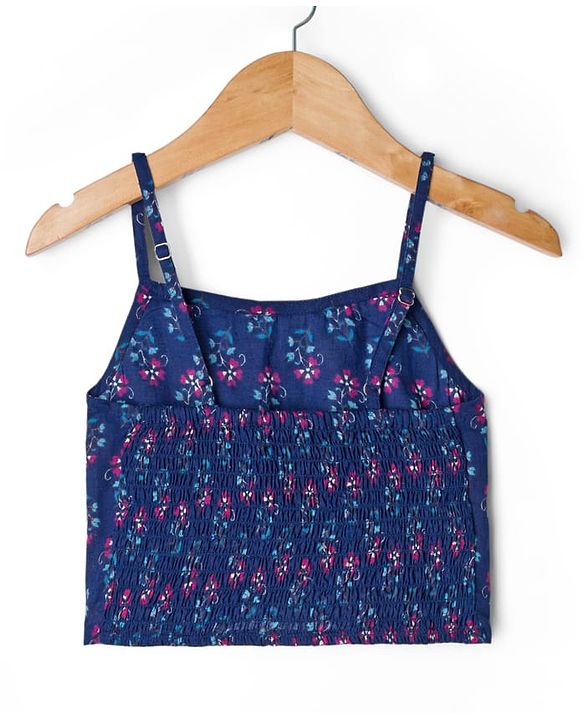 Pine Kids Woven Half Sleeves Floral Printed Choli Lehenga & Dupatta Set - Blue