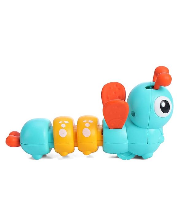 Babyhug Dancing Colorful|Crawling Caterpillar Toy|Wind-Up Mechanism & Gear Movement|Fun Early Learning Activity for Toddlers|BIS|No Batteries Needed|Safe&Engaging|Pack of 2 pcs-(Blue/Green)