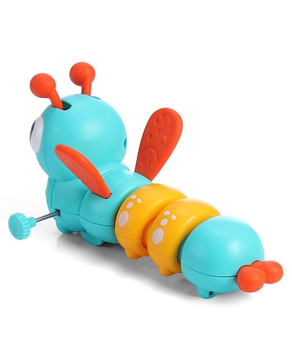Babyhug Dancing Colorful|Crawling Caterpillar Toy|Wind-Up Mechanism & Gear Movement|Fun Early Learning Activity for Toddlers|BIS|No Batteries Needed|Safe&Engaging|Pack of 2 pcs-(Blue/Green)