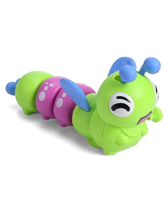 Babyhug Dancing Colorful|Crawling Caterpillar Toy|Wind-Up Mechanism & Gear Movement|Fun Early Learning Activity for Toddlers|BIS|No Batteries Needed|Safe&Engaging|Pack of 2 pcs-(Blue/Green)