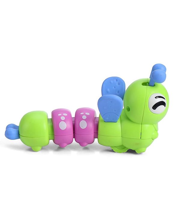 Babyhug Dancing Colorful|Crawling Caterpillar Toy|Wind-Up Mechanism & Gear Movement|Fun Early Learning Activity for Toddlers|BIS|No Batteries Needed|Safe&Engaging|Pack of 2 pcs-(Blue/Green)