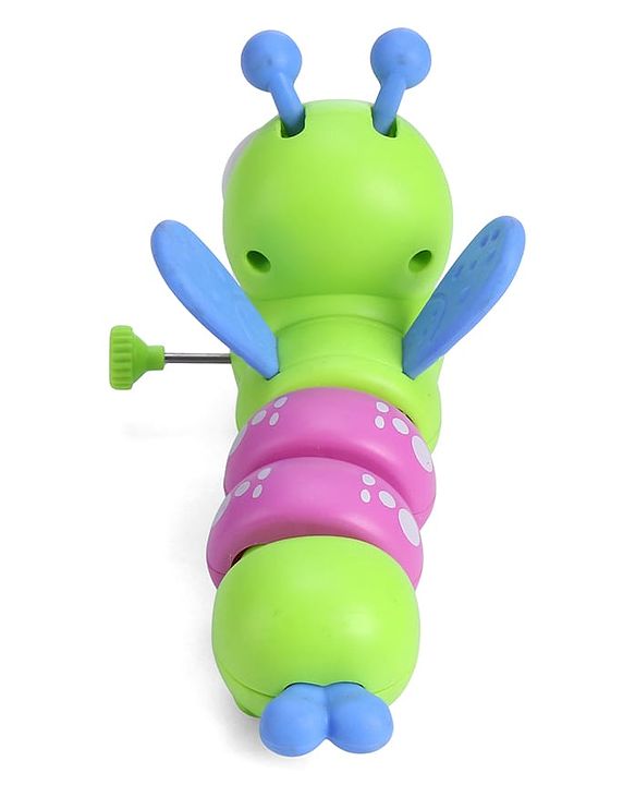 Babyhug Dancing Colorful|Crawling Caterpillar Toy|Wind-Up Mechanism & Gear Movement|Fun Early Learning Activity for Toddlers|BIS|No Batteries Needed|Safe&Engaging|Pack of 2 pcs-(Blue/Green)