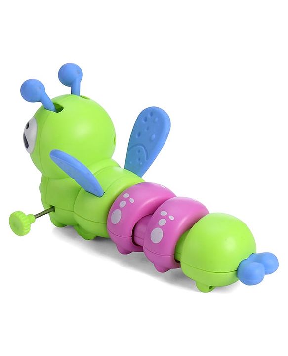 Babyhug Dancing Colorful|Crawling Caterpillar Toy|Wind-Up Mechanism & Gear Movement|Fun Early Learning Activity for Toddlers|BIS|No Batteries Needed|Safe&Engaging|Pack of 2 pcs-(Blue/Green)