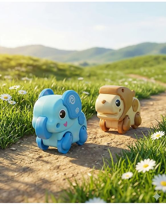 Babyhug Fawn & Panda Zoo Zoomers Adventure Duo Wind-Up Toy - Pack of 2| Fun and Interactive| Encourages Crawling| No Batteries Needed| BIS Certified| Toy for 18+ months| Safe, Durable & Engaging