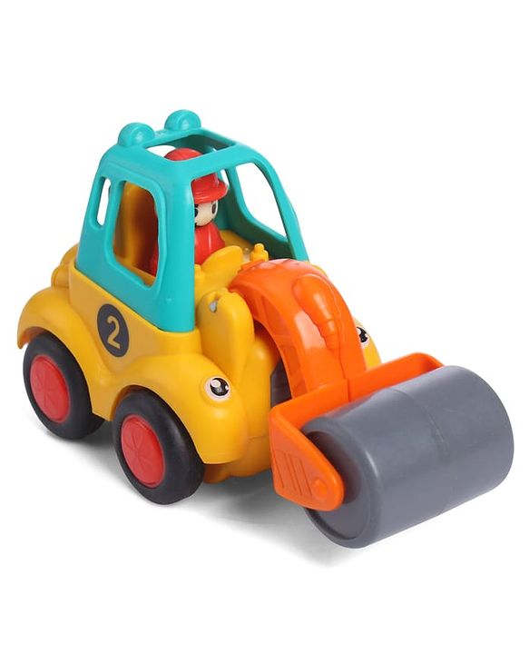 Babyhug Mini Builder Squad|Friction-Powered Construction Vehicles with Moving Parts|Fun & Interactive Engineering Toddler Play|Safe & Engaging |BIS|Pack of 4 (Digger/Bulldozer/Roller/Excavator)|2 yrs+