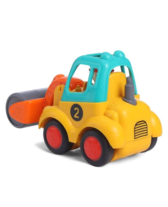 Babyhug Mini Builder Squad|Friction-Powered Construction Vehicles with Moving Parts|Fun & Interactive Engineering Toddler Play|Safe & Engaging |BIS|Pack of 4 (Digger/Bulldozer/Roller/Excavator)|2 yrs+