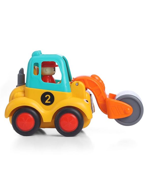 Babyhug Mini Builder Squad|Friction-Powered Construction Vehicles with Moving Parts|Fun & Interactive Engineering Toddler Play|Safe & Engaging |BIS|Pack of 4 (Digger/Bulldozer/Roller/Excavator)|2 yrs+