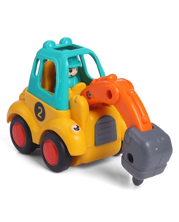 Babyhug Mini Builder Squad|Friction-Powered Construction Vehicles with Moving Parts|Fun & Interactive Engineering Toddler Play|Safe & Engaging |BIS|Pack of 4 (Digger/Bulldozer/Roller/Excavator)|2 yrs+
