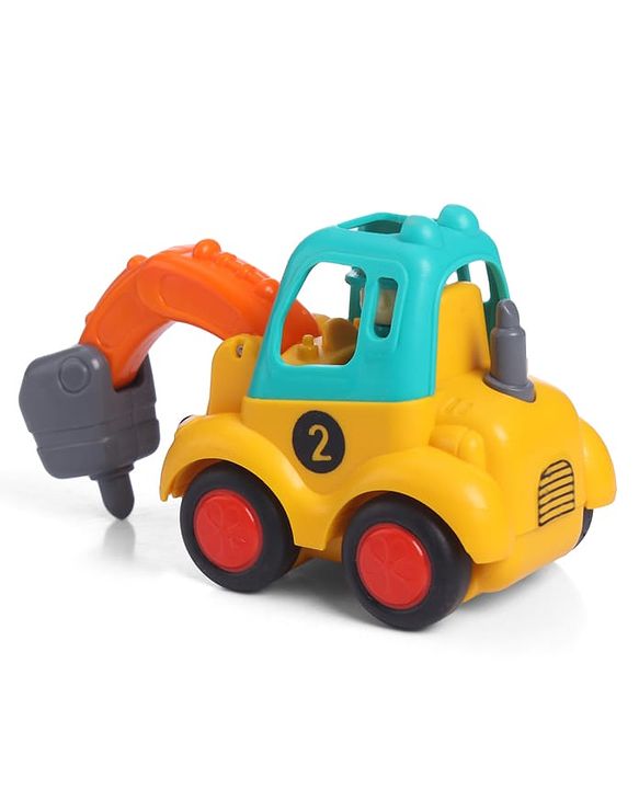 Babyhug Mini Builder Squad|Friction-Powered Construction Vehicles with Moving Parts|Fun & Interactive Engineering Toddler Play|Safe & Engaging |BIS|Pack of 4 (Digger/Bulldozer/Roller/Excavator)|2 yrs+